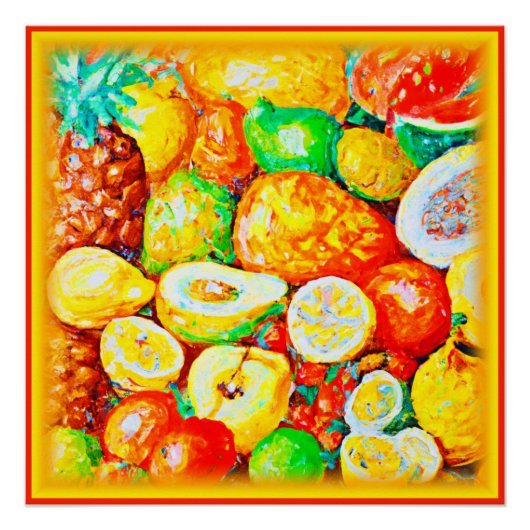 「明るいフルーツ」絵画かわいい買今 ポスター (正面)