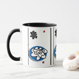 明るいフレンドリーな花のコーヒー・マグの黒の紫系統 マグカップ