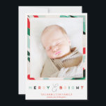明るいフレームホリデーフォトカード シーズンカード<br><div class="desc">このフェスティバル5" x 7"クリスマスカードは、写真をフレームモダンするパテ縁どリーです。バッカーにはカラフルストライプデザインが含まれている。または、個人メッセージや追加の写真を追加できる。</div>