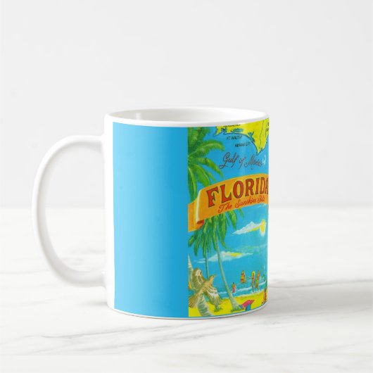明るいフロリカラフルダポストカード地図マグカップ コーヒーマグカップ (左)