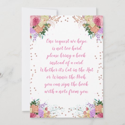 明るいフローラの一角獣が本を持ってくる 招待状 (裏面)