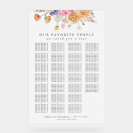 明るいフローラの結婚水彩表 アクリルサイン