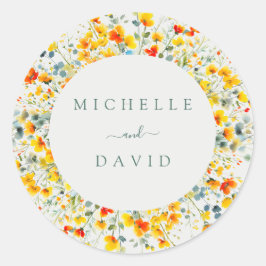 明るいフローラの結婚水色 ラウンドシール