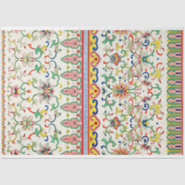明るいフローラアジア模様 薄葉紙