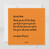 明るいフローラオレンジハッピーマザーズの日 シーズンカード (裏面)