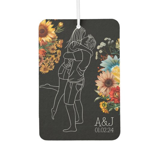 明るいフローラカップル贈与記念イニシャル車 カーエアーフレッシュナー (正面)