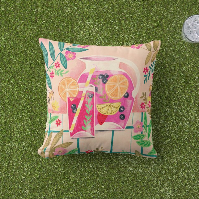 明るいフローラカラフルの夏 アウトドアクッション (芝生)