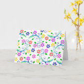 明るいフローラカラフル渦巻形の誕生日カード カード (黄色い花)