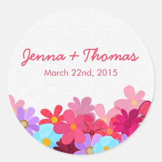 明るいフローラカラフル結婚式用シール ラウンドシール (正面)