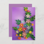 明るいフローラグリーティングカード（ピンク色） サンキューカード (正面/裏面)