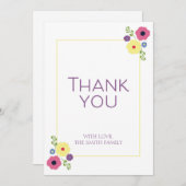 明るいフローラサンキューカード(プリントまたはデジタル) 招待状 (正面/裏面)