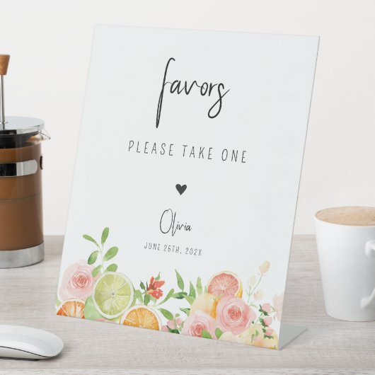 明るいフローラシトラスウィズサインパーソナライズされた 台座サイン (インサイチュ)