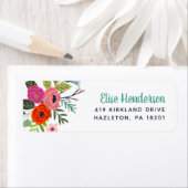 明るいフローラパーソナライズされた差出人住所ラベル ラベル (インサイチュ)