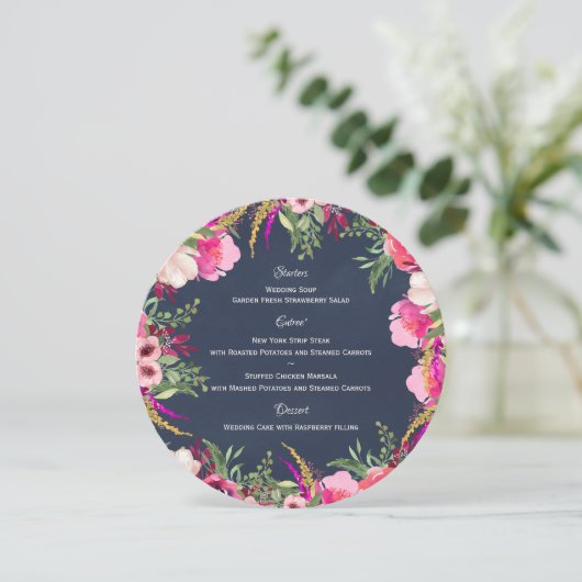 明るいフローラピンクとネイビーラウンドメニュー メニュー (スタンド正面)