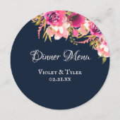 明るいフローラピンクとネイビーラウンドメニュー メニュー (裏面)