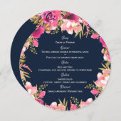 明るいフローラピンクとネイビーラウンドメニュー メニュー (正面/裏面)