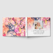 明るいフローラフォト悔やみや弔慰葬儀の水色 ゲストブック (全面)