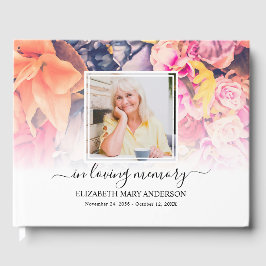 明るいフローラフォト悔やみや弔慰葬儀の水色 ゲストブック