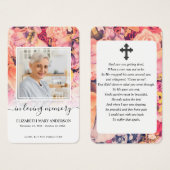 明るいフローラフォト悔やみや弔慰葬儀祈りの言葉カード (正面&裏面)