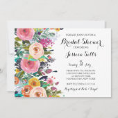 明るいフローラブライダルシャワー招待 招待状 (正面)