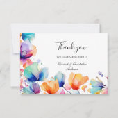 明るいフローラブルーオレンジウォーター結婚カラー サンキューカード (正面)