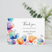 明るいフローラブルーオレンジウォーター結婚カラー サンキューカード (スタンド正面)
