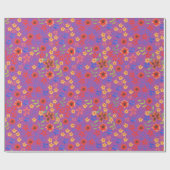 明るいフローラプリントオンマゼンタラッピング紙 ラッピングペーパー (フラット)