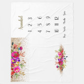 明るいフローラベビー1年目のマイルストーン   フリースブランケット (正面)