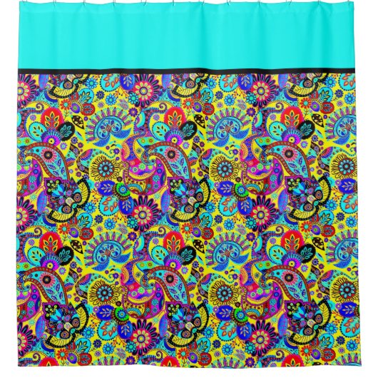 明るいフローラペイズリーシャワーカーテン シャワーカーテン (正面)