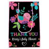 明るいフローラメキシカンフィエスタベビーシャワー ミディアムペーパーバッグ (裏面)