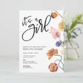明るいフローラワイルドフラワーベビーシャワー招待状 招待状 (スタンド正面)