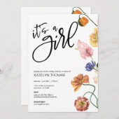 明るいフローラワイルドフラワーベビーシャワー招待状 招待状 (正面/裏面)