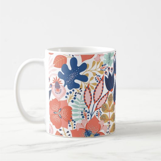 明るいフローラヴィンテージ：スカンジナビアスタイル。 コーヒーマグカップ (左)