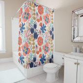 明るいフローラヴィンテージ：スカンジナビアスタイル。 シャワーカーテン (インサイチュ)