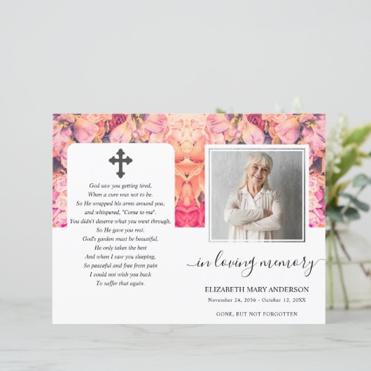 明るいフローラ水彩写真葬儀プログラム (スタンド正面)