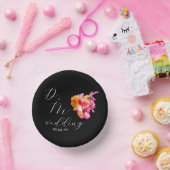 明るいフローラ水色モノグラムブラック結婚ズ ペーパーボウル (パーティー)