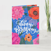 明るいフローラ誕生日グリーティングカード ノートカード (正面)