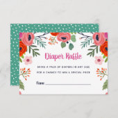 明るいフローラ赤ちゃんシャワーおむつラッフルカード エンクロージャーカード (正面/裏面)