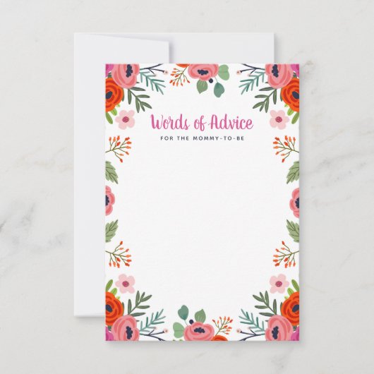 明るいフローラ赤ちゃんシャワーアドバイスの言葉 招待状 (正面)