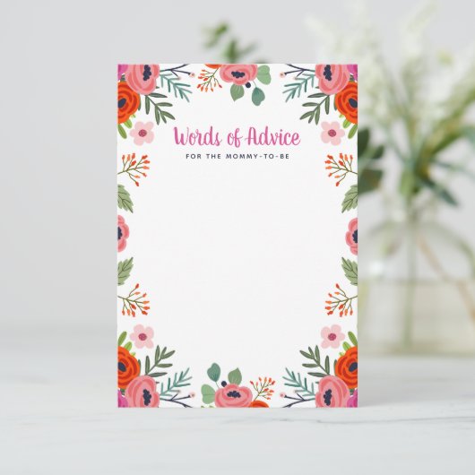 明るいフローラ赤ちゃんシャワーアドバイスの言葉 招待状 (スタンド正面)