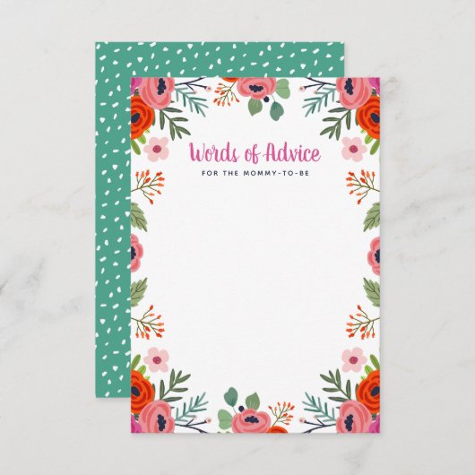 明るいフローラ赤ちゃんシャワーアドバイスの言葉 招待状 (正面/裏面)