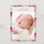 明るいフローラ開花フォトガール誕生のお知らせ 招待状 (正面/裏面)