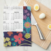 明るいフローラ2024月カレンダータオル キッチンタオル (四つ折り)