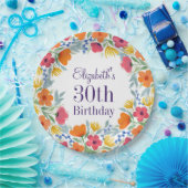 明るいフローラ30歳の誕生日 ペーパープレート (パーティー)