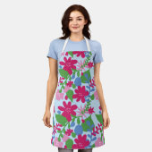明るいフローラ(背景が明るい青) エプロン (着用した状態)