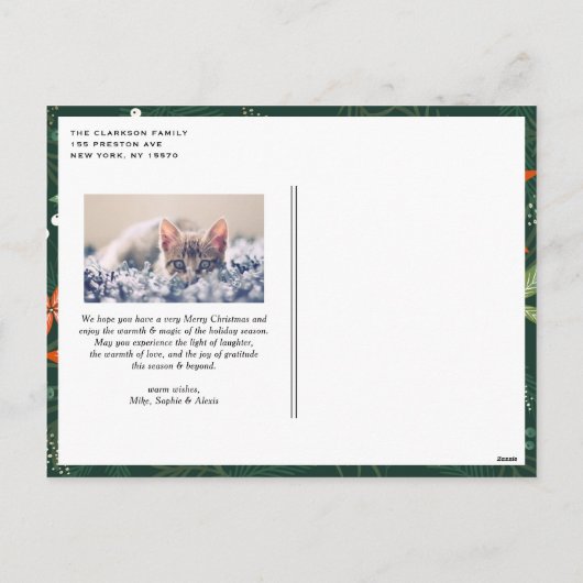 明るいブメリーラシレタリングフォトクリスマス シーズンポストカード (裏面)