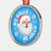 明るいブルーすてきサンタにかわいい メタルオーナメント (左)