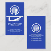 明るいブルーのバトラーのサービスディッシュアイコン 名刺 (正面/裏面)