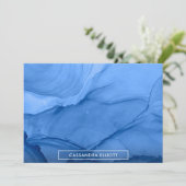 明るいブルーアルコールインク液体抽象芸術アート サンキューカード (スタンド正面)