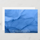 明るいブルーアルコールインク液体抽象芸術アート サンキューカード (正面/裏面)